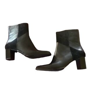 Isotoner Black Leather And Suede Bootie Size 10